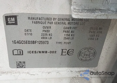 2011 Buick Lacrosse Cxl z USA, uszkodzony, nr VIN 1G4GC5ED3BF125973